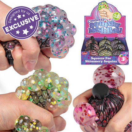 CONFETTI SQUISHY MESH BALL - SENsory Toys4U