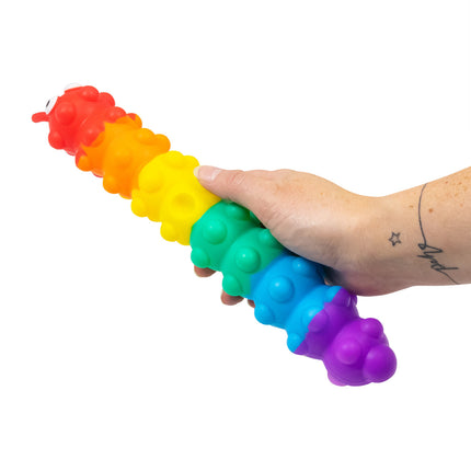 LIGHT UP SUCTION PUSH POPPER RAINBOW CATERPILLAR - SENsory Toys4U