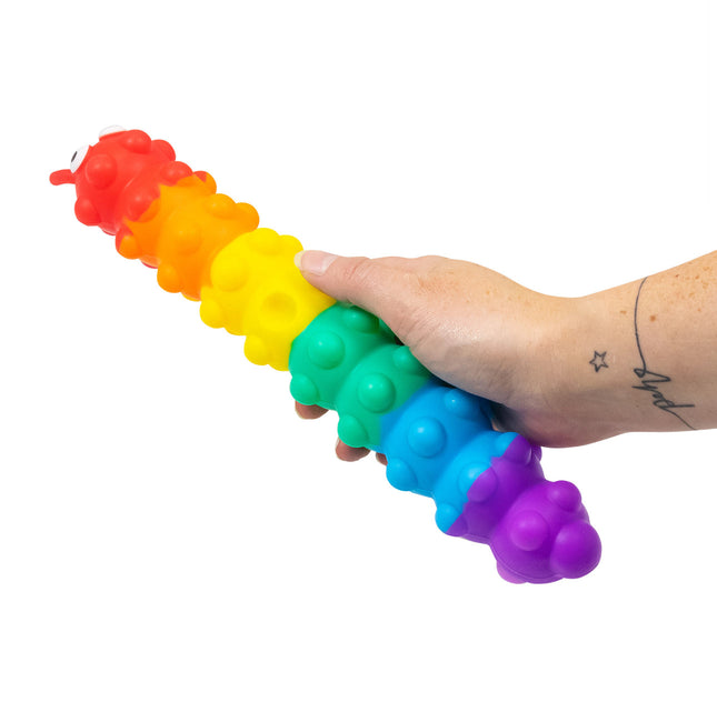 LIGHT UP SUCTION PUSH POPPER RAINBOW CATERPILLAR - SENsory Toys4U