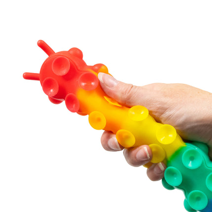 LIGHT UP SUCTION PUSH POPPER RAINBOW CATERPILLAR - SENsory Toys4U