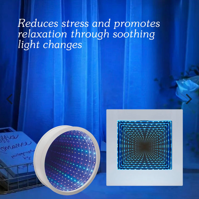 22cm Sensory Light LED Infinity Mirror Tunnel Light Lamp and 23cm Infinity Mirror Calming Visual Effect