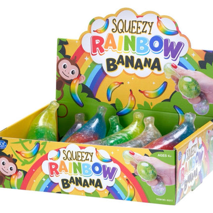 12CM SQUEEZY RAINBOW BANANA 4 ASST (DB