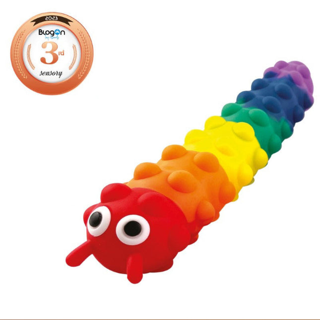 LIGHT UP SUCTION PUSH POPPER RAINBOW CATERPILLAR - SENsory Toys4U