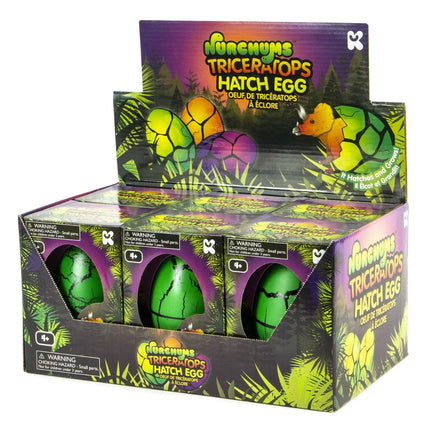Nurchums Hatching Egg, Hatch and Grow Dinosaur Triceratops Large 11cm, Green - SENsory Toys4U