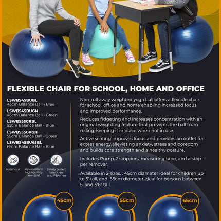 Blue Yoga Ball Chair | Kids/Adults 55cm