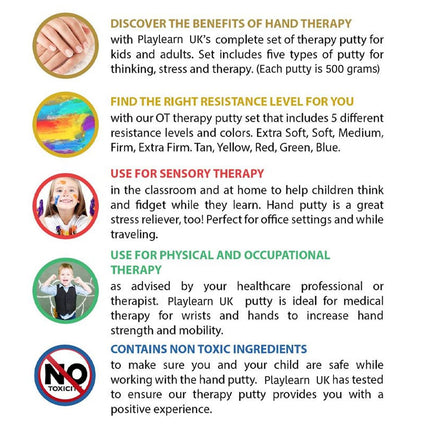 Therapy putty ( 5 Colours ‚Äì 5 Strengths ) - SENsory Toys4U