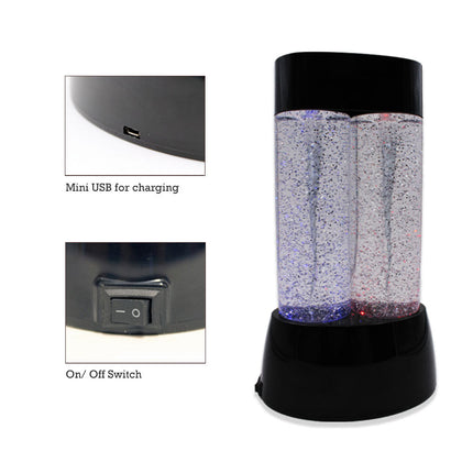 Sensory Light Twin Tornado Glitter Lamp Colour Changing LED Mood Light 27CM