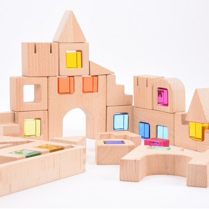 Wooden Building Gem Blocks - Pk40 - SENsory Toys4U