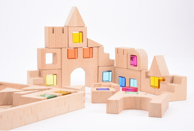 Wooden Building Gem Blocks - Pk40 - SENsory Toys4U