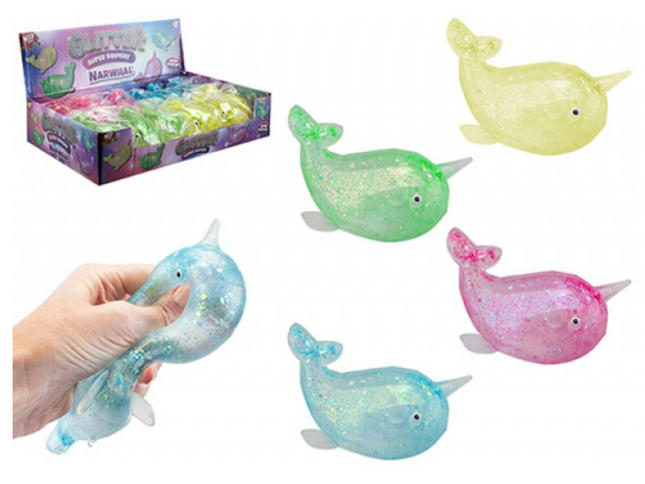 GLITZ NARWHAL SQUISHY TOY 10.5CM - SENsory Toys4U
