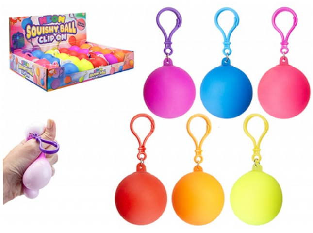 SQUISHY NEON BALL WITH CLIP ON - SENsory Toys4U