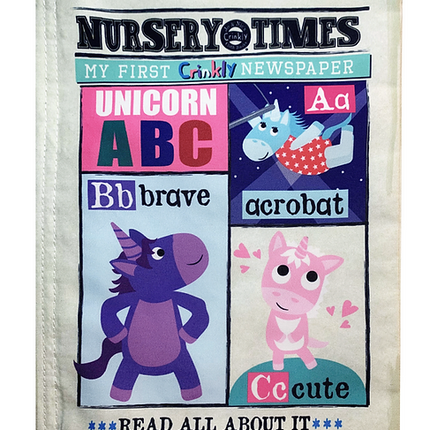 Nursery Times Crinkly Newspaper - Unicorns - SENsory Toys4U