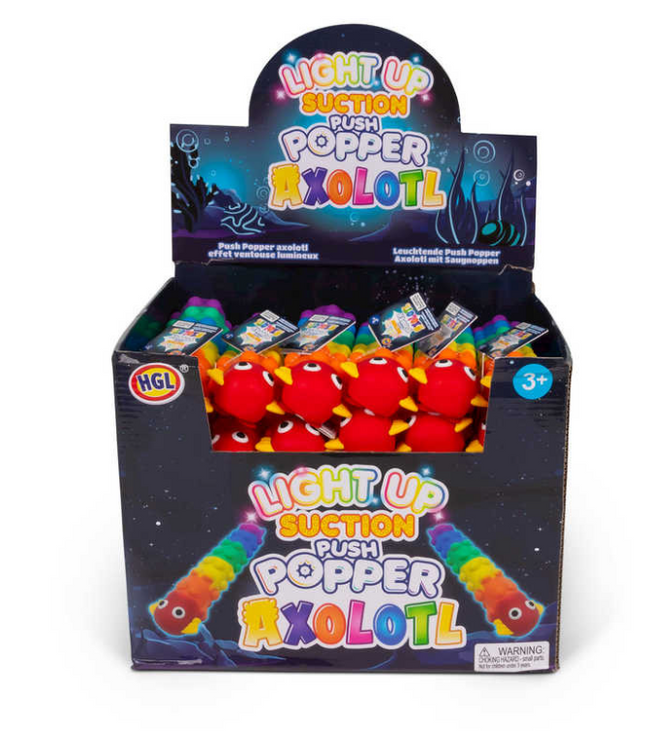 Axolotl Light Up Suction Push Popper Large - SENsory Toys4U