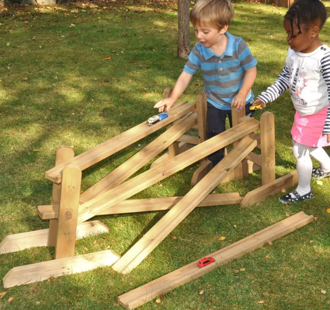 Wooden Chutes and Stands - Set of 9