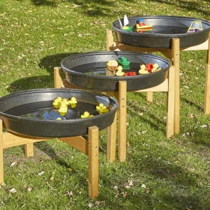 Trio of Cascading Deep Spot Trays and Stands - Set of 3