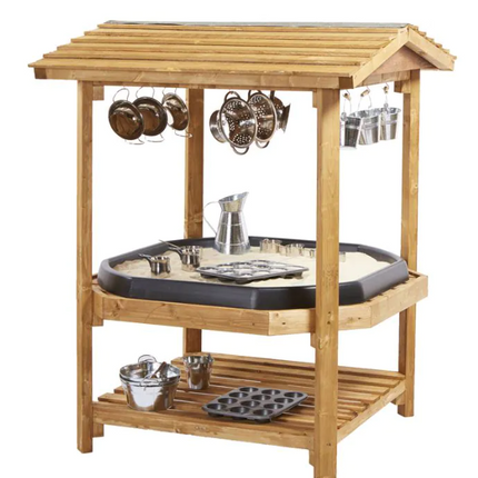 Outdoor Canopied Wooden Tuff Spot Tray Stand