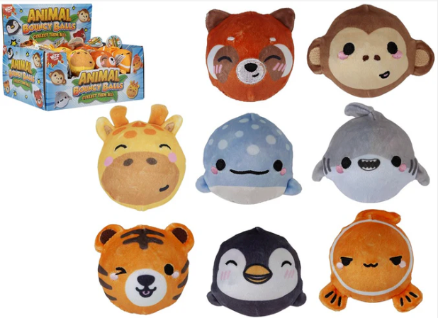 Soft Plush Assorted Animal Bouncy Balls