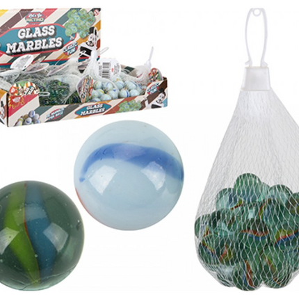 36 GLASS & MILKY MARBLES IN BAG