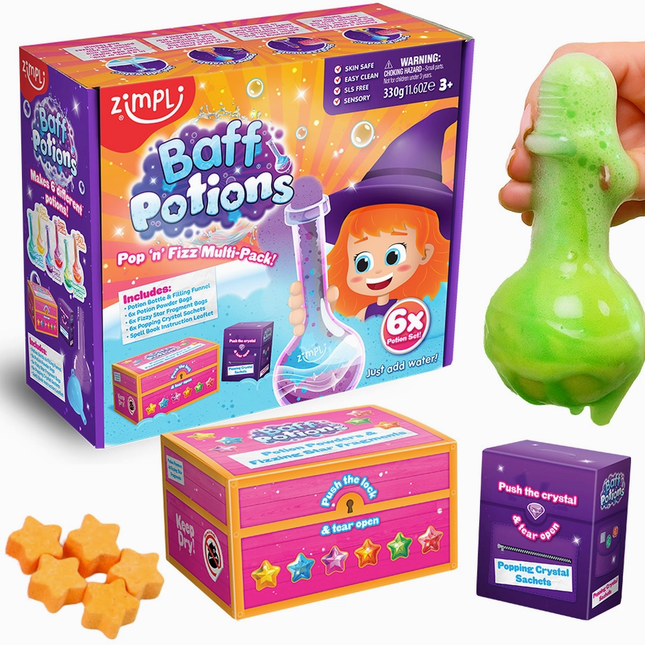 Zimpli Kids Baff Potions Pop’n’Fizz Multipack – Sensory Bath Play Kit
