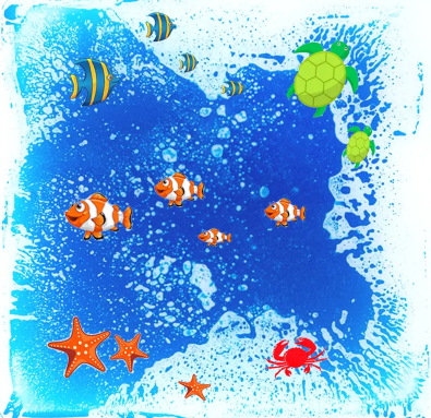 Animal Themed Liquid Floor Tiles - Pack of 4 - SENsory Toys4U