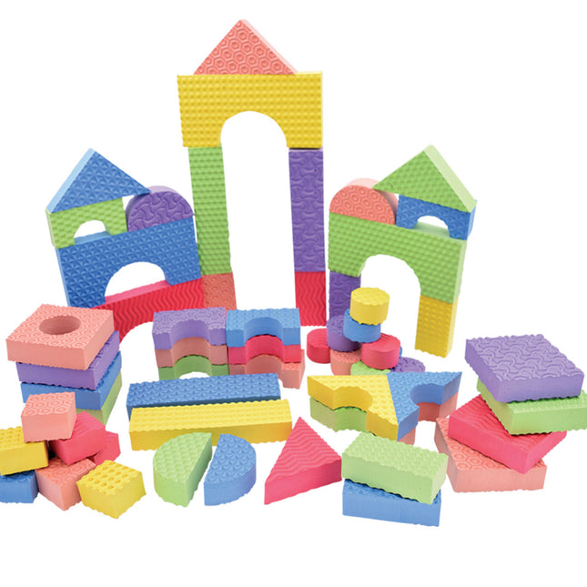 60 x Jumbo Foam Building Construction Textured Blocks - SENsory Toys4U