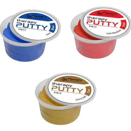 Therapy Putty (Set of 3) Extra Soft (Tan), Soft/Medium (Red) and Firm (Blue) - SENsory Toys4U