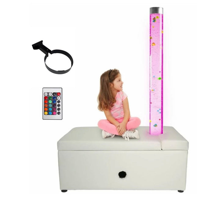 Bubble Sensory Light Tube 180cm & Rectangular Padded Surround Seat Plinth Base Sensory Kit/Set - SENsory Toys4U